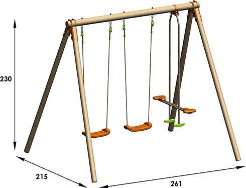 Portique bois Artix Darifou 2,30 m 4 enfants 3/7