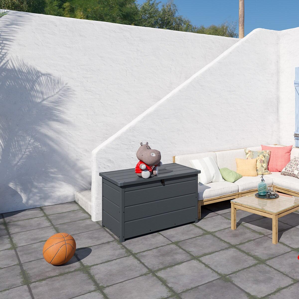 Coffre de jardin 350 L en resine anthracite 3/4