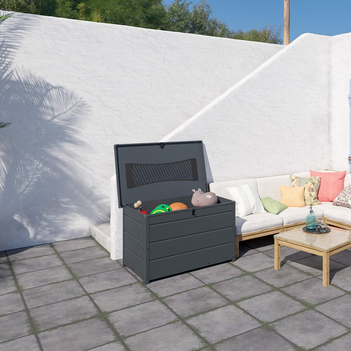 Coffre de jardin 350 L en resine anthracite 2/4