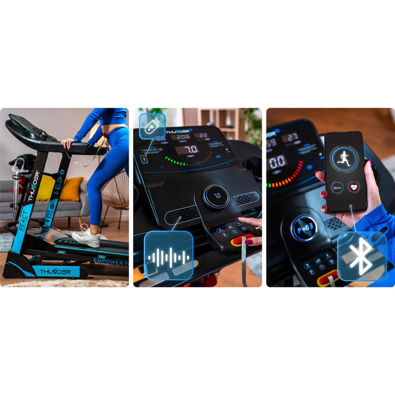 Bieżnia elektryczna do biegania składana Thunder REACT-DS-BLACK