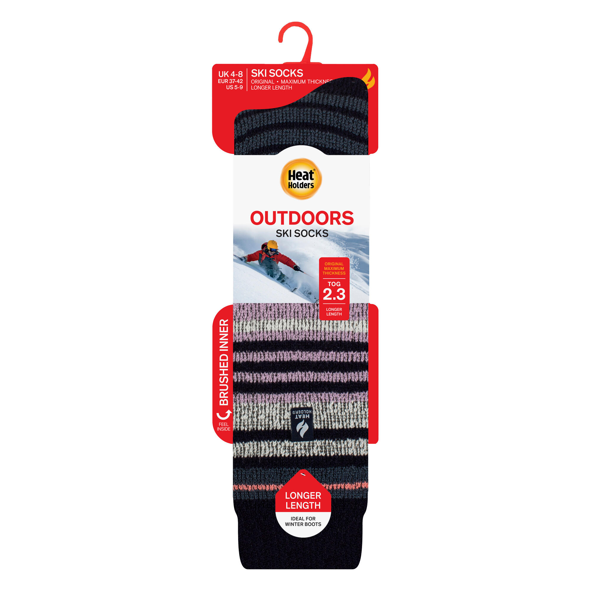 Ladies Thermal Striped Ski Socks 2/4