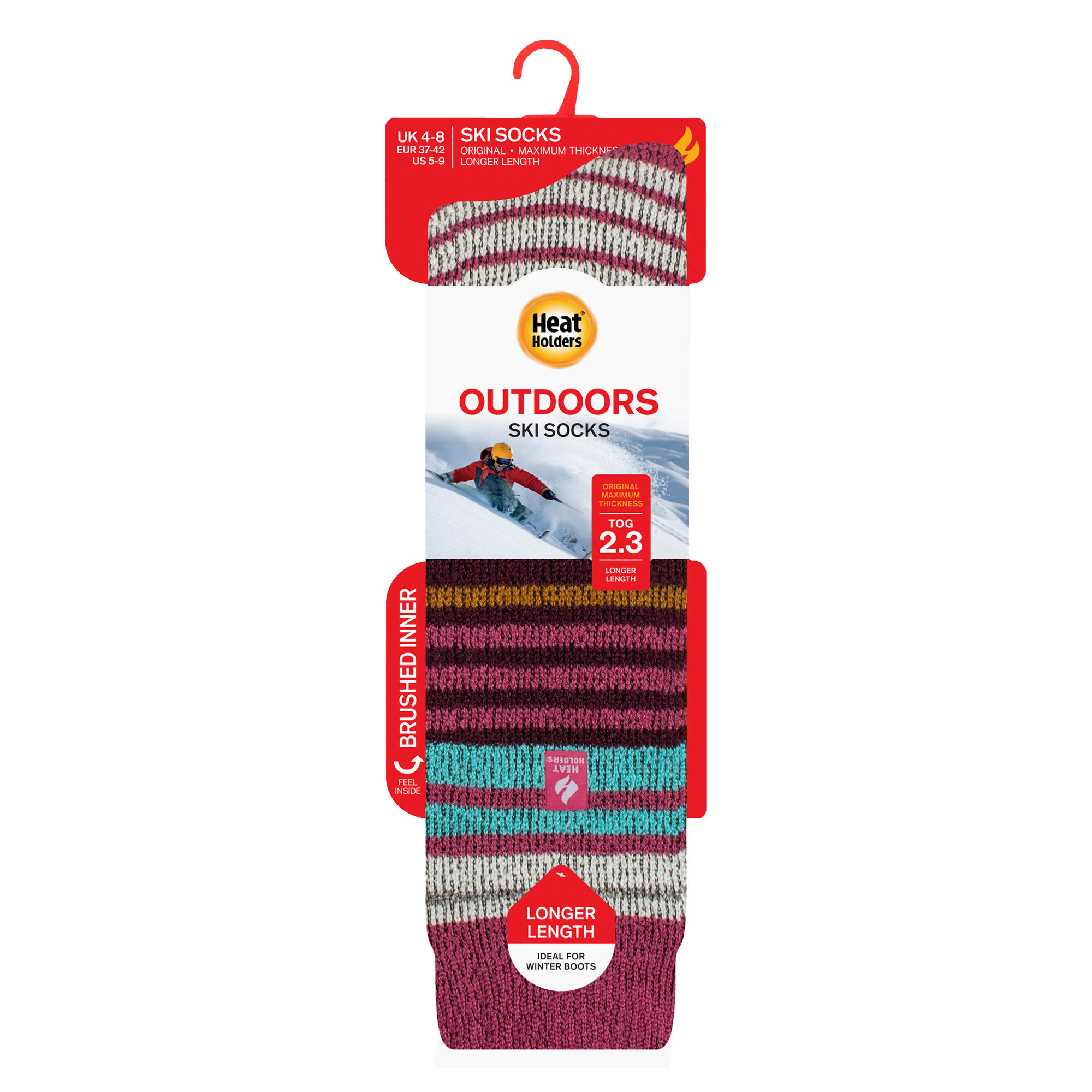 Ladies Thermal Striped Ski Socks 2/4