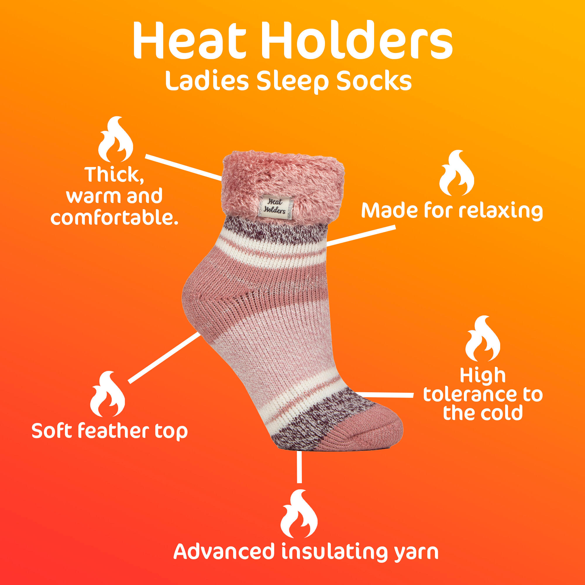 Heat Holders Ladies Turn Over Cuff Socks coral 6/6