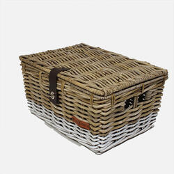 Panier-caisse L gris avec fond blanc et couvercle