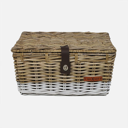 Panier-caisse L gris avec fond blanc et couvercle 2/3