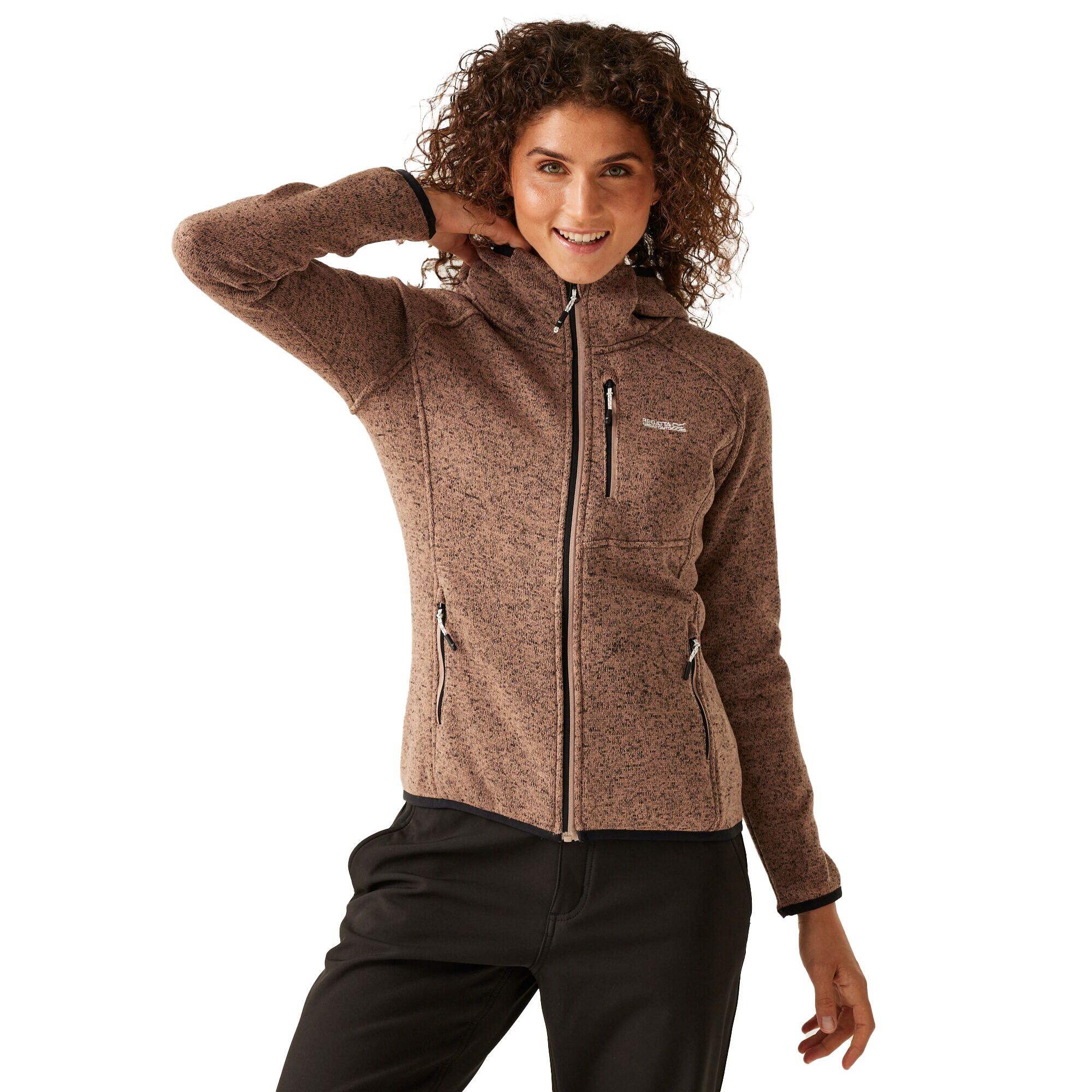Womens/Ladies Newhill Marl Hooded Fleece Jacket (Warm Taupe) 3/4