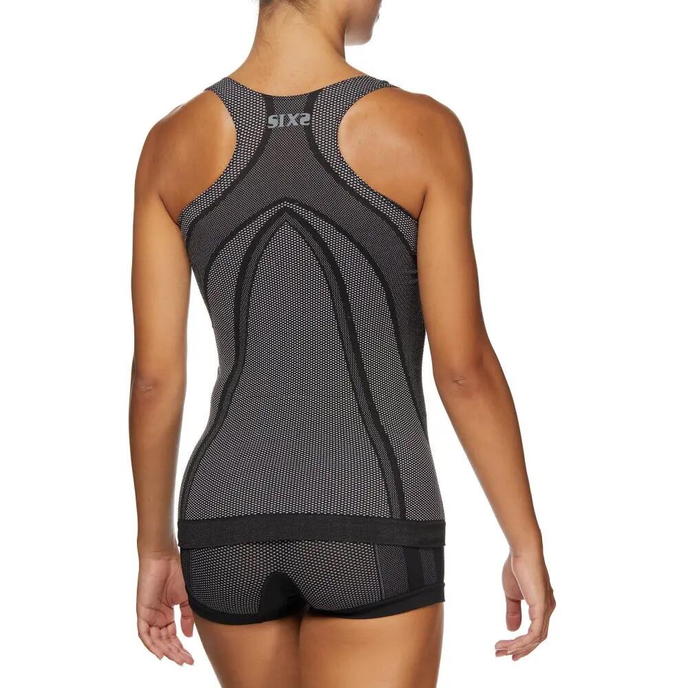Camiseta Interior de Ciclismo para Mujer SIXS Negra Adaptable 4/5