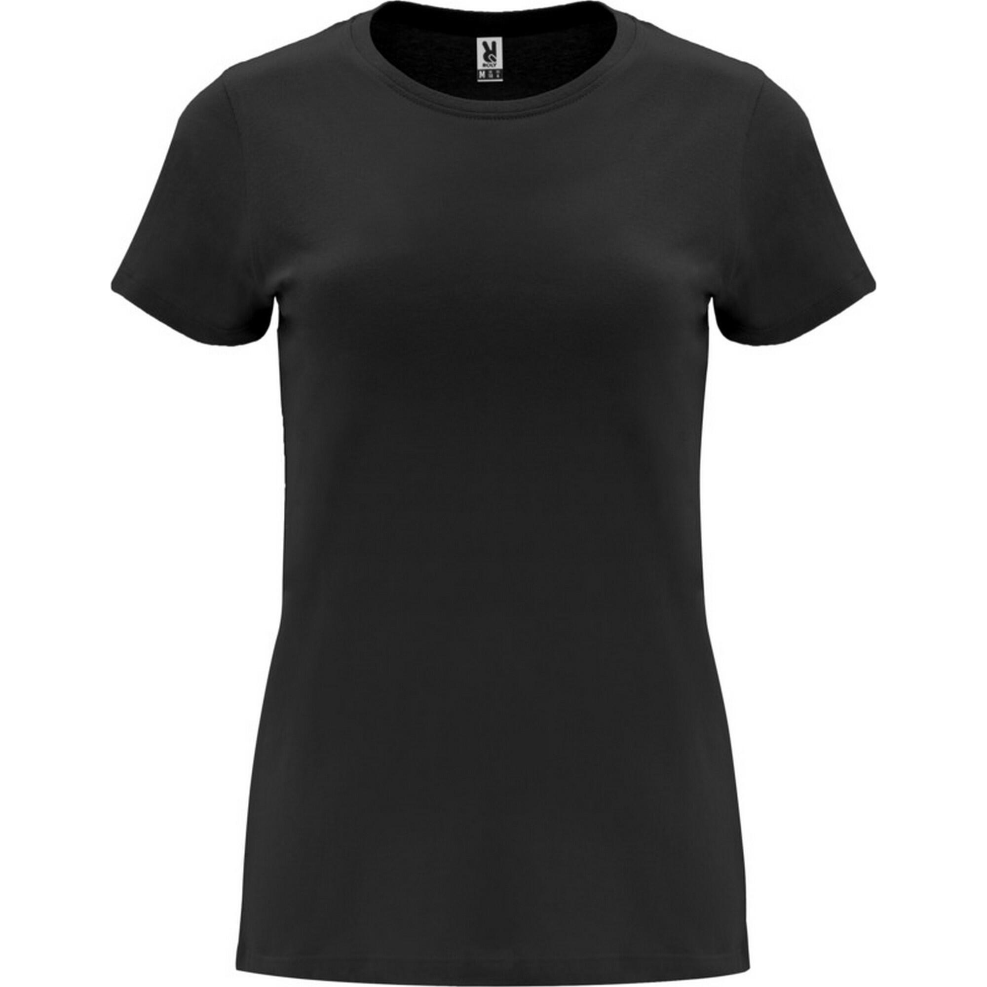 Dames capri tshirt met korte mouwen (massief zwart)