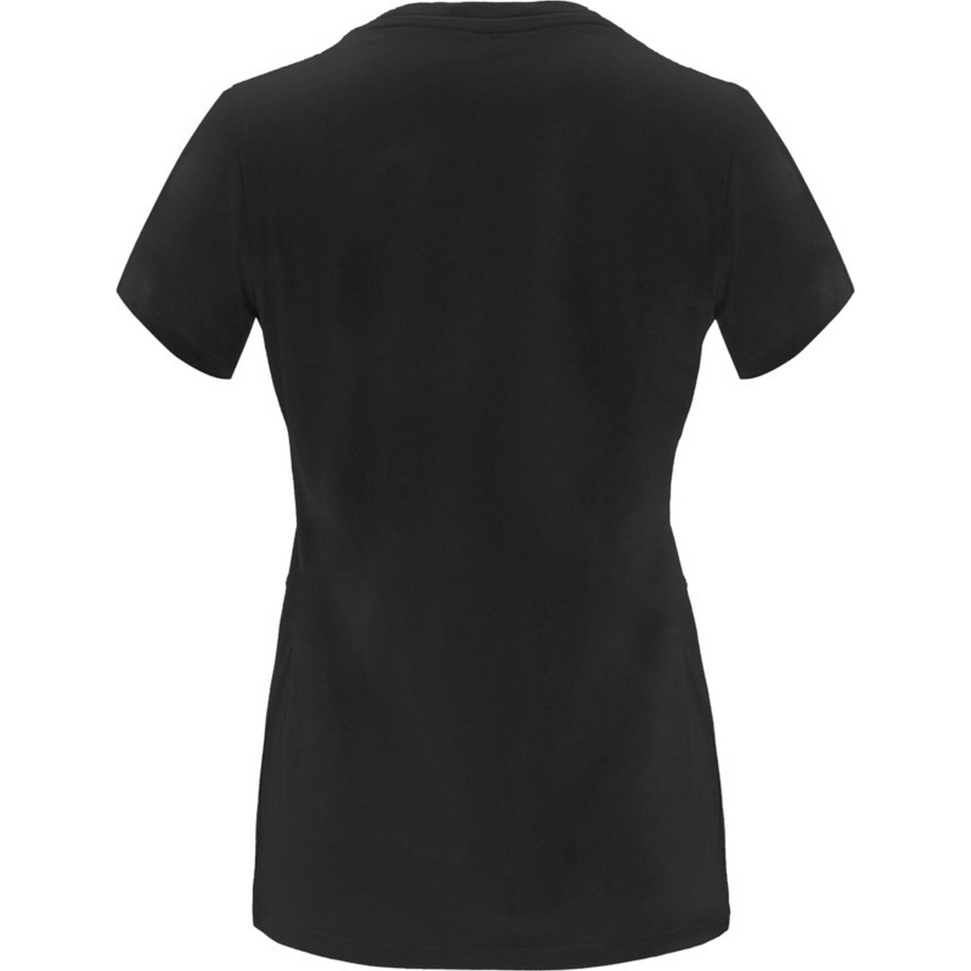 Womens/Ladies Capri ShortSleeved TShirt (Solid Black) 2/3