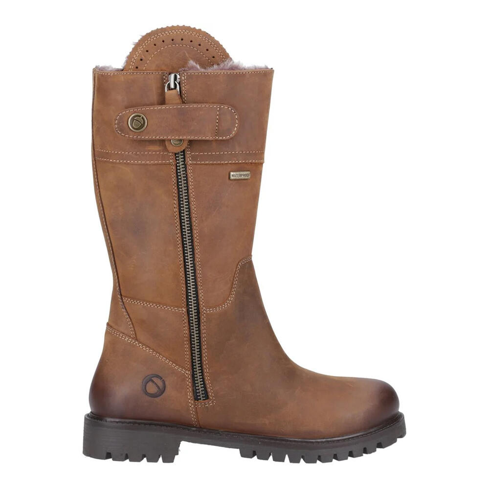 Womens/Ladies Bushcombe Leather Mid Calf Boots (Tan) 3/5