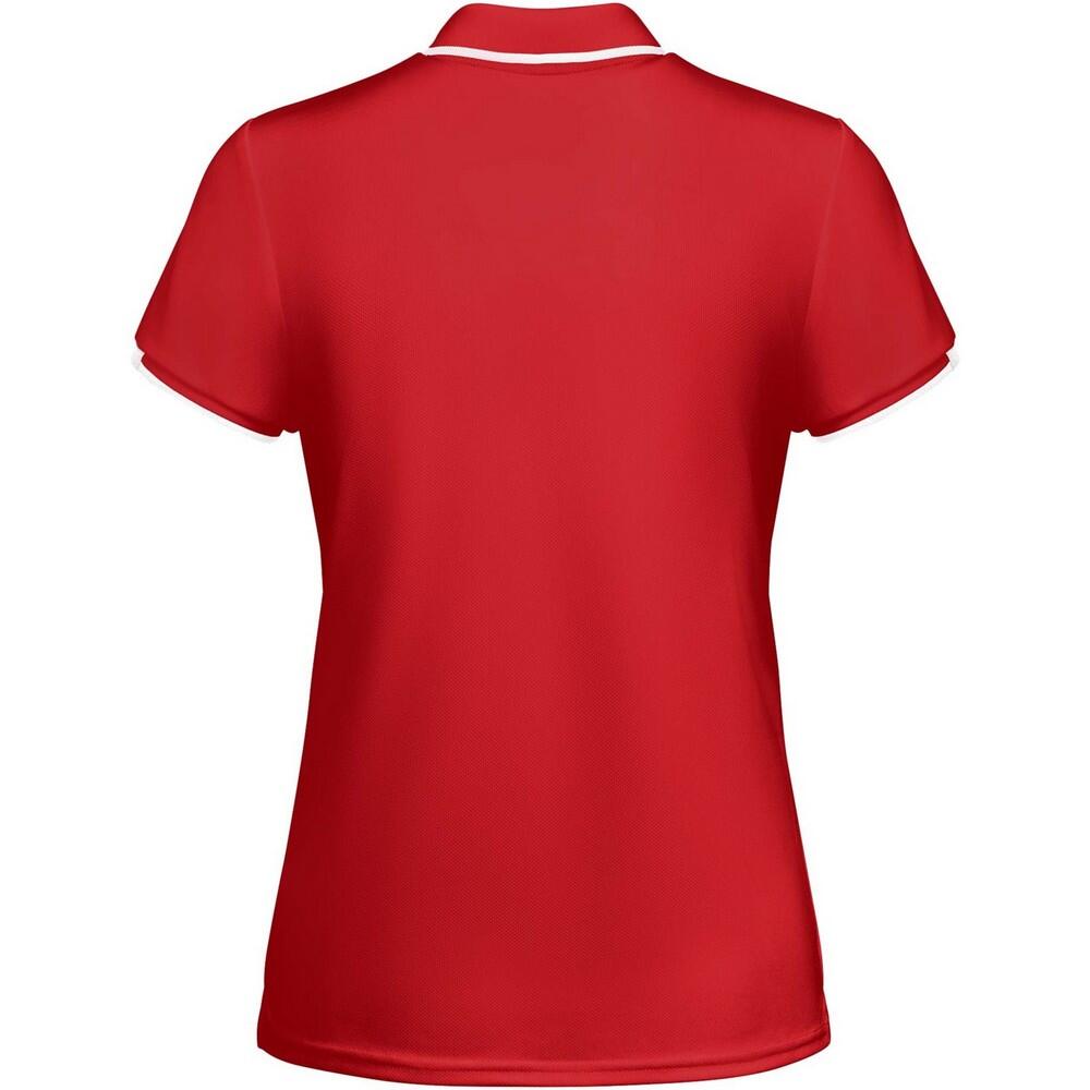 Polo Tamil de Manga Corta Deportivo para Mujer Rojo, Blanco 2/2
