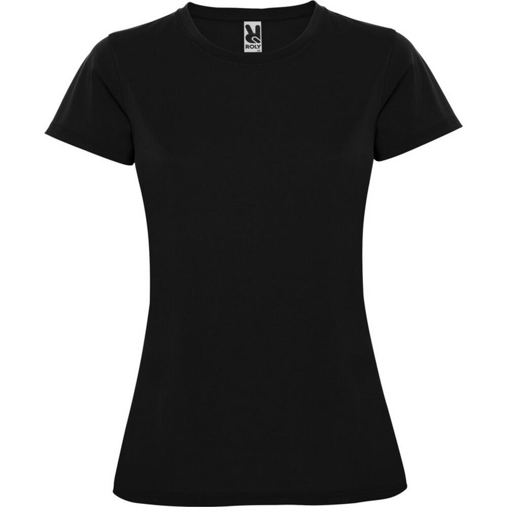 Dames Montecarlo Sport Tshirt met korte mouwen (Massief zwart)