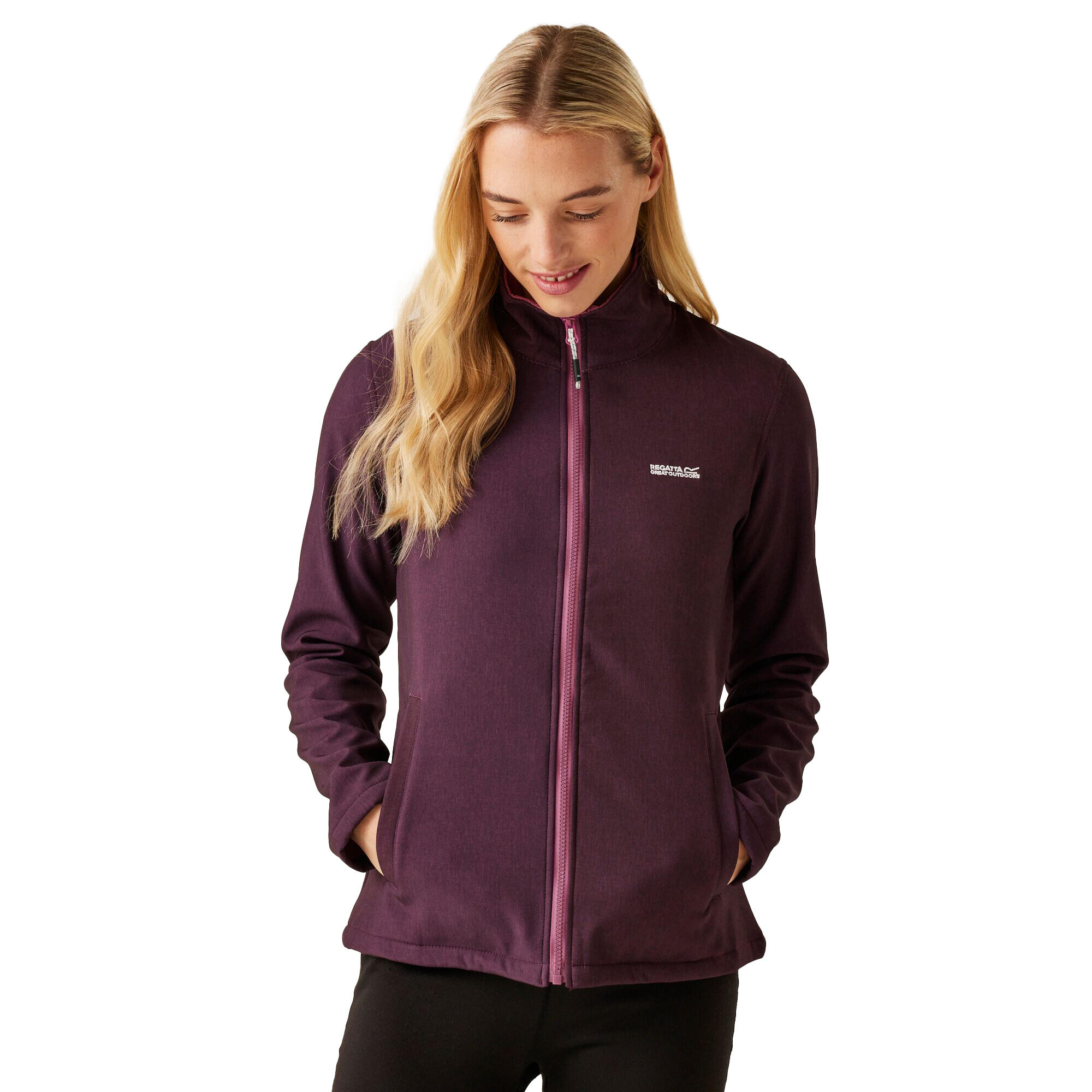 Womens/Ladies Connie V Softshell Walking Jacket (Deep Plum Marl) 3/4