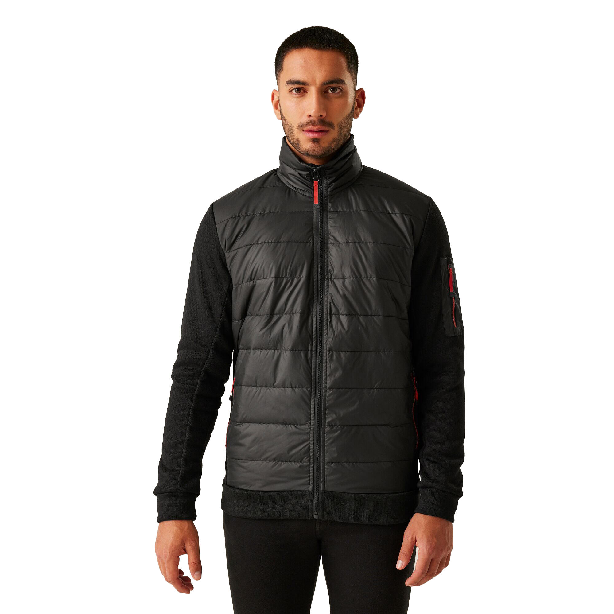 Mens Colliston Baffled Fleece Jacket (Black/Red Ochre) 3/4