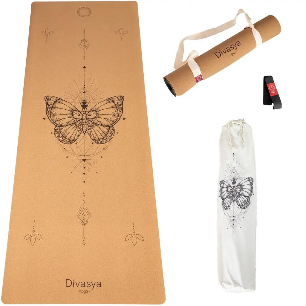 Yoga mat | cork and pure rubber | 6 yoga designs