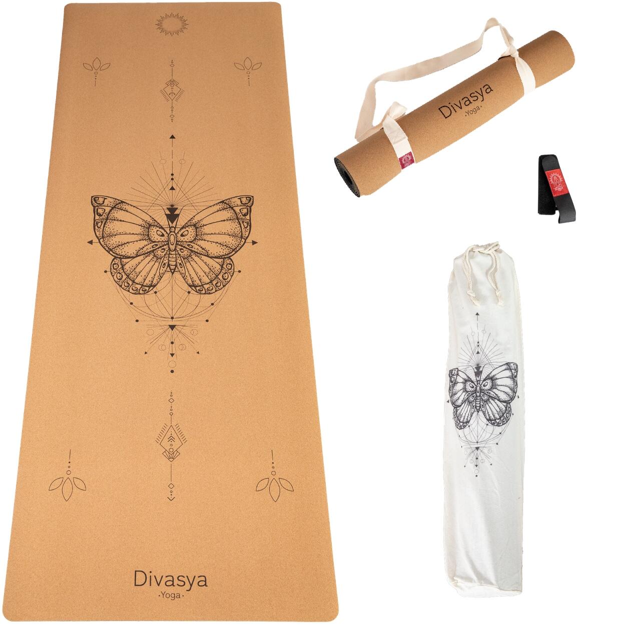 DIVASYA Kork Yogamatte | aus Kork & Naturkautschuk | in 3 Yoga-Designs