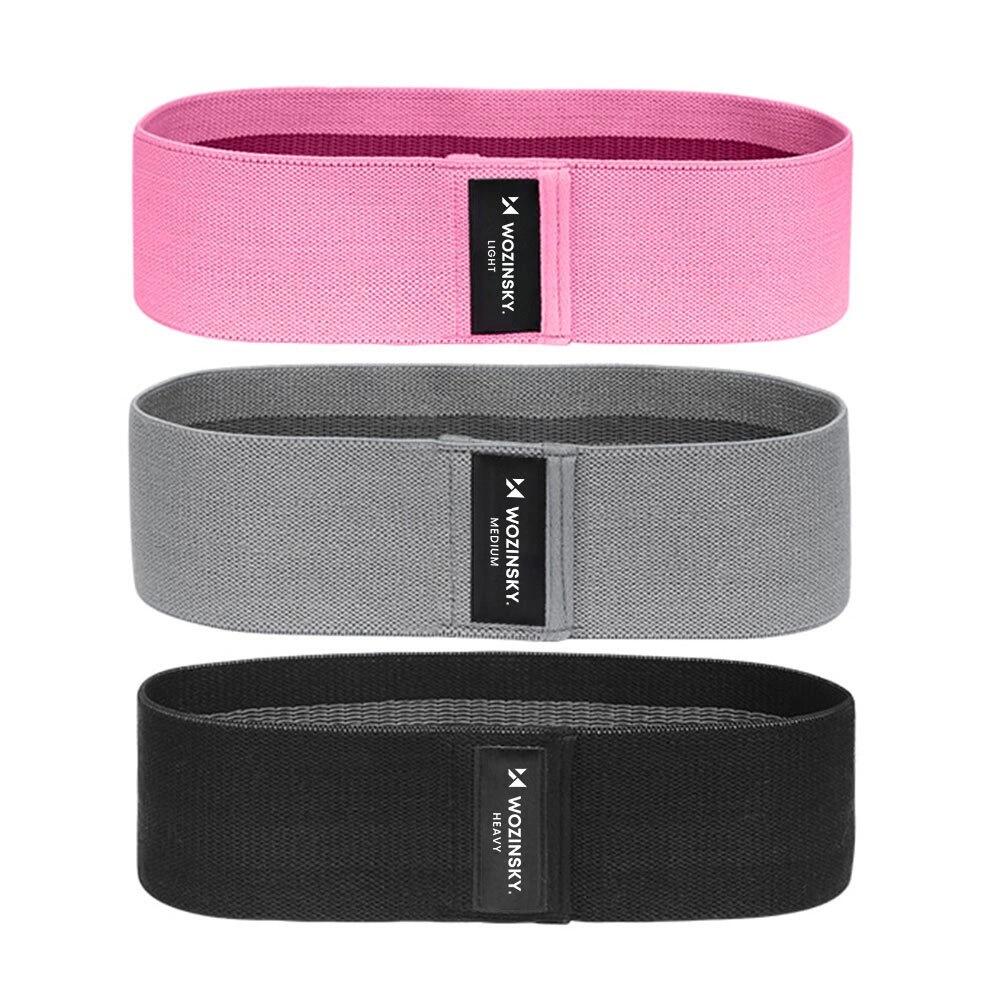 Bandes de résistance pour exercices de fitness Wozinsky en tissu 3 pièces 2/7