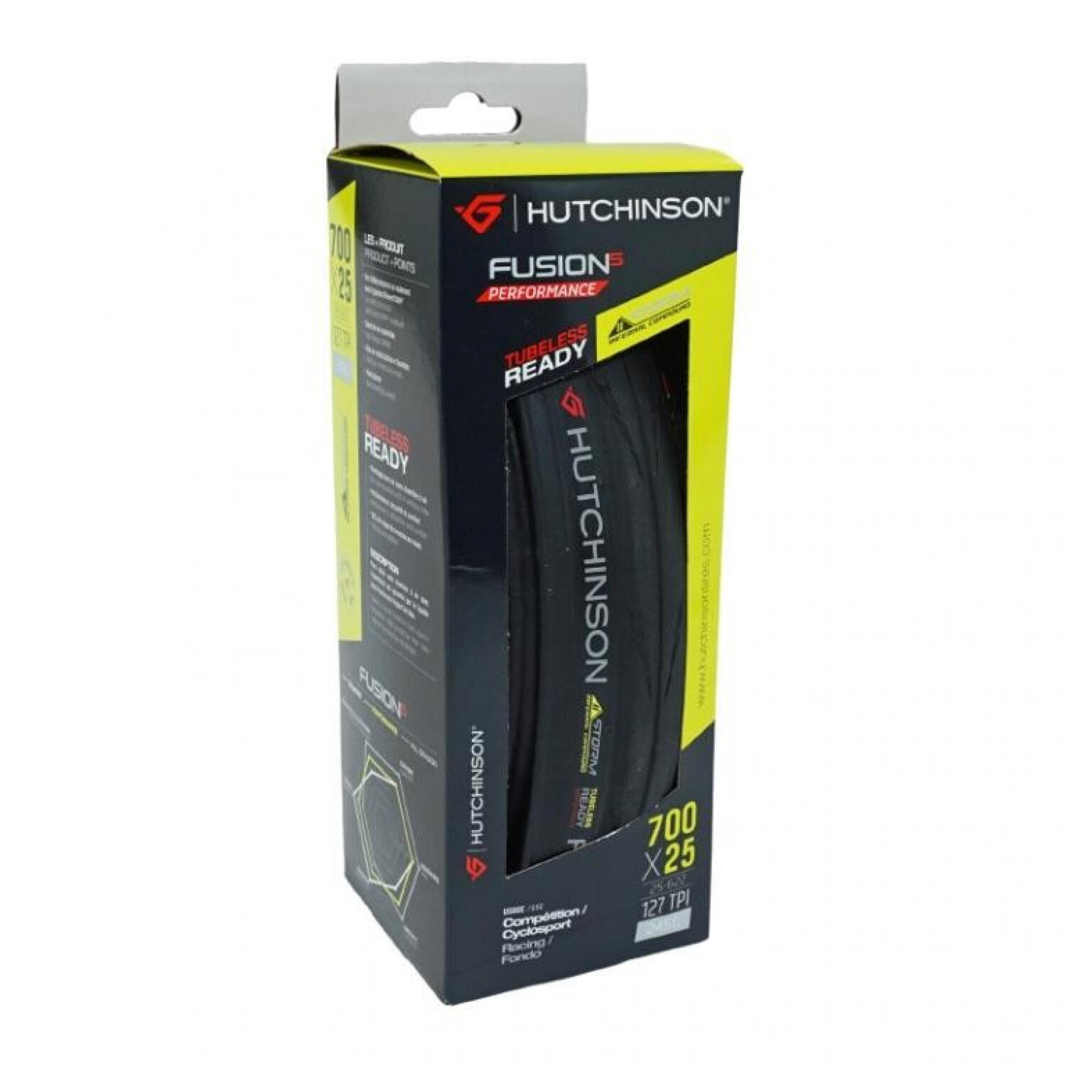 PNEU ROUTE 700 X 25 HUTCHINSON FUSION5 PERFORMANCE  NOIR TS (25-622) 3/4
