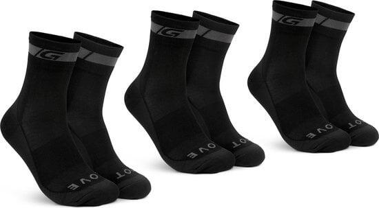 Fietssokken Merino 3pack Maat L (44-47) - Regular Cut Zwart 1/4