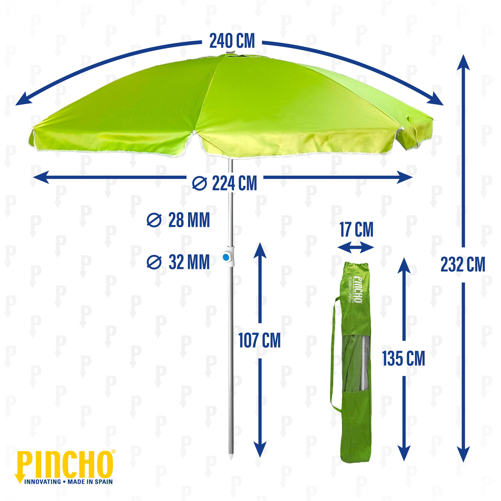 Sombrilla de Aluminio 240cm Mallorca UPF50+ color 31 5/6