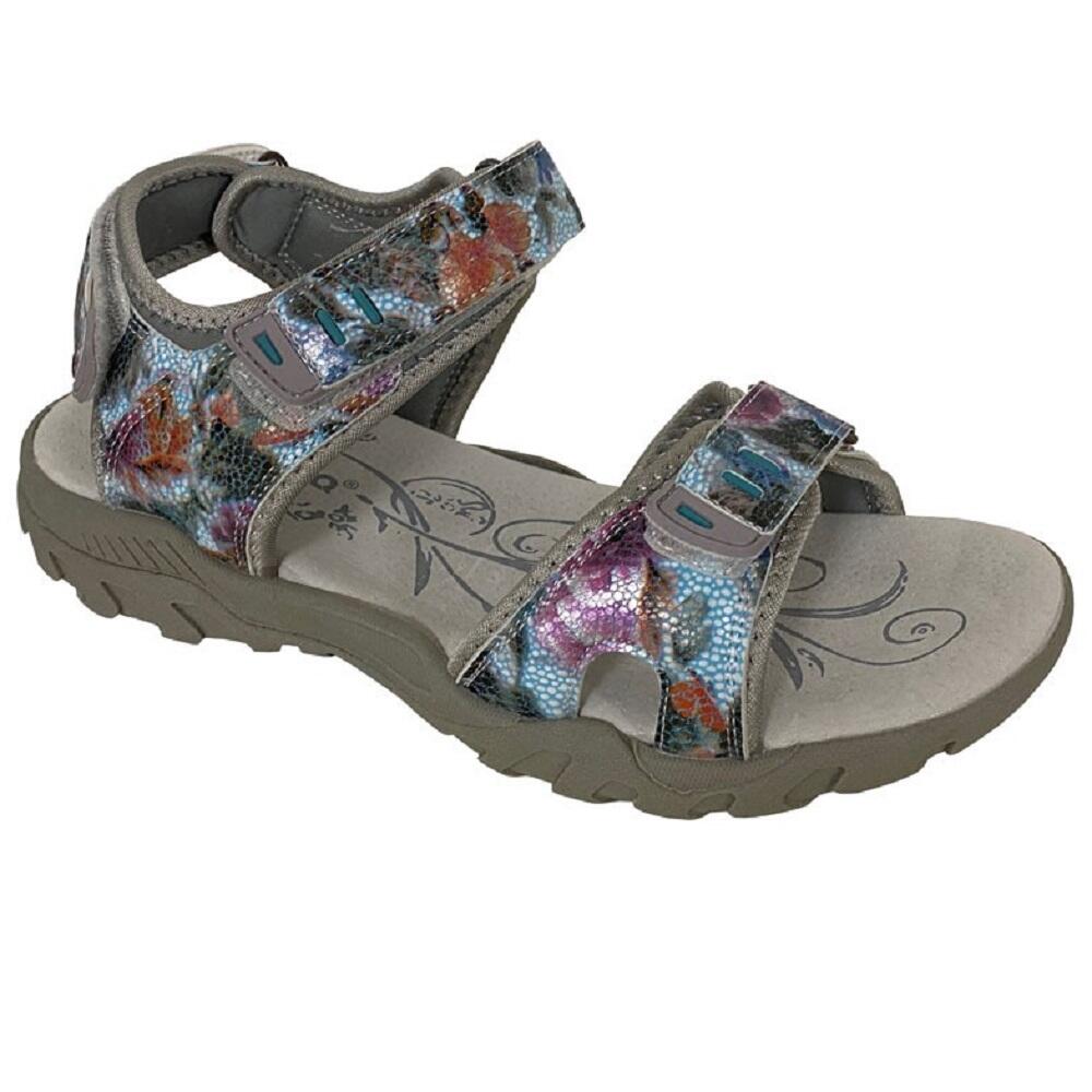 PDQ Womens/Ladies Halter Back Leather Sports Sandal (Grey/Multicoloured)
