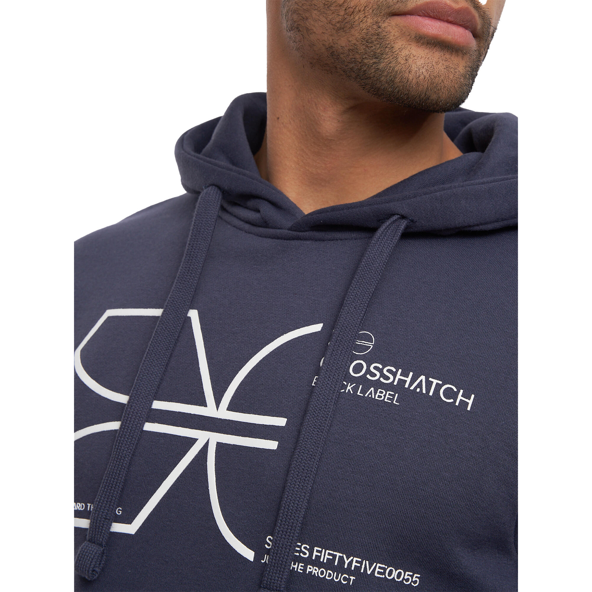 Mens Cutups Hoodie (Navy) 3/4