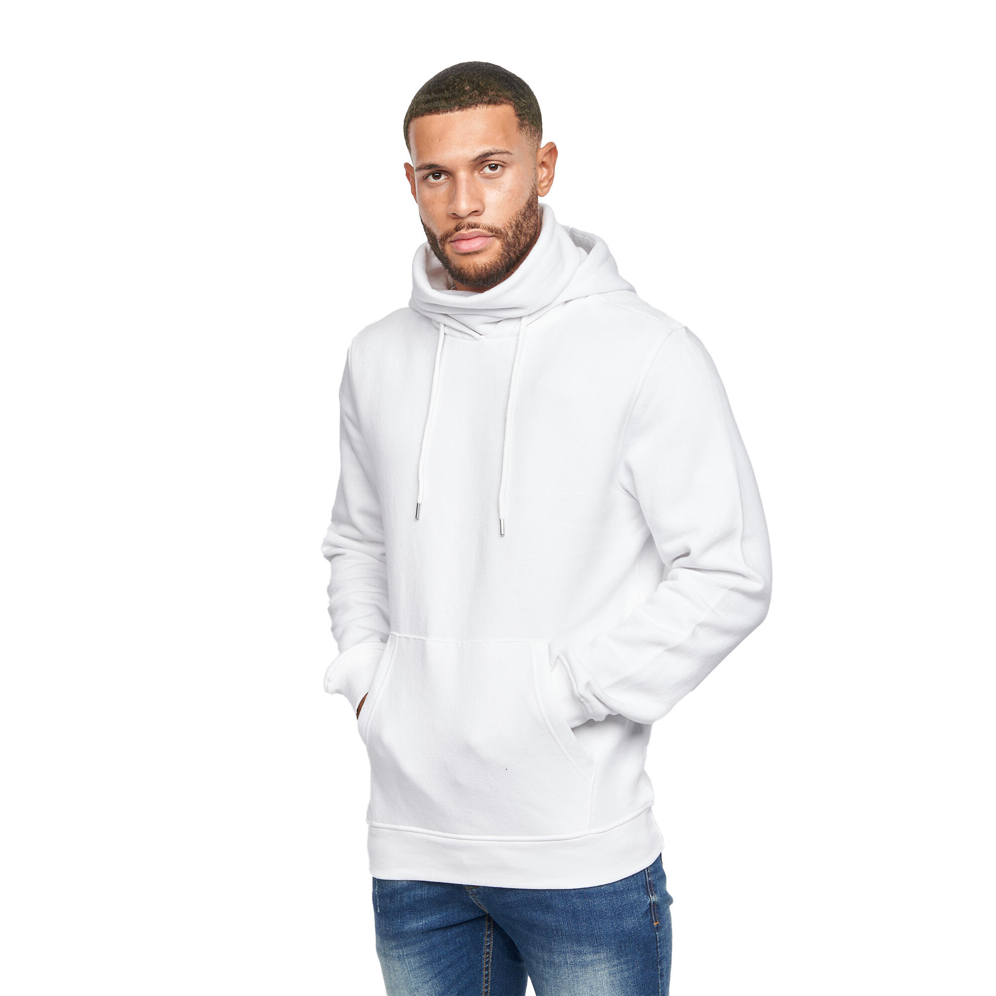 Sweatshirt Mens Hooded Snood Mens Venmark Snood Collar Hoodie (White)