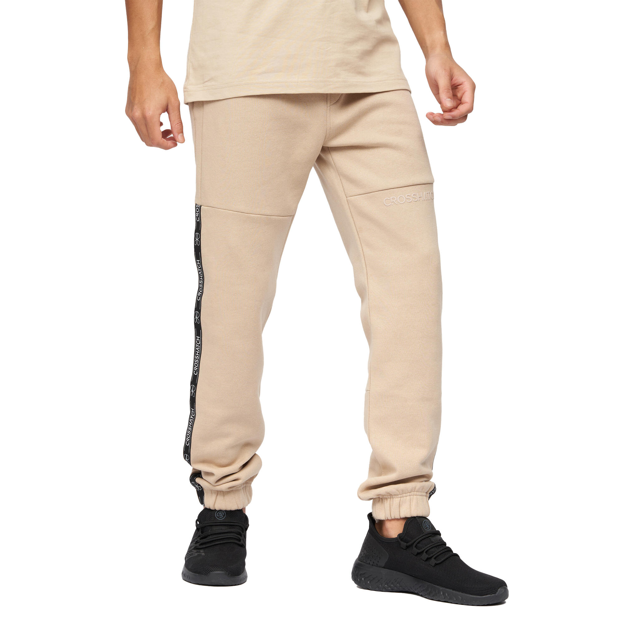 CROSSHATCH Mens Apollo Jogging Bottoms (Stone)