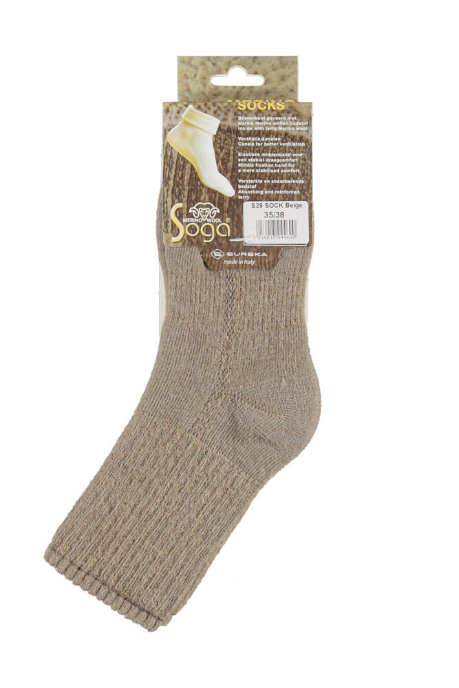 S29 Chaussettes en laine mérinos 3-Pack Beige 35/38 3/4