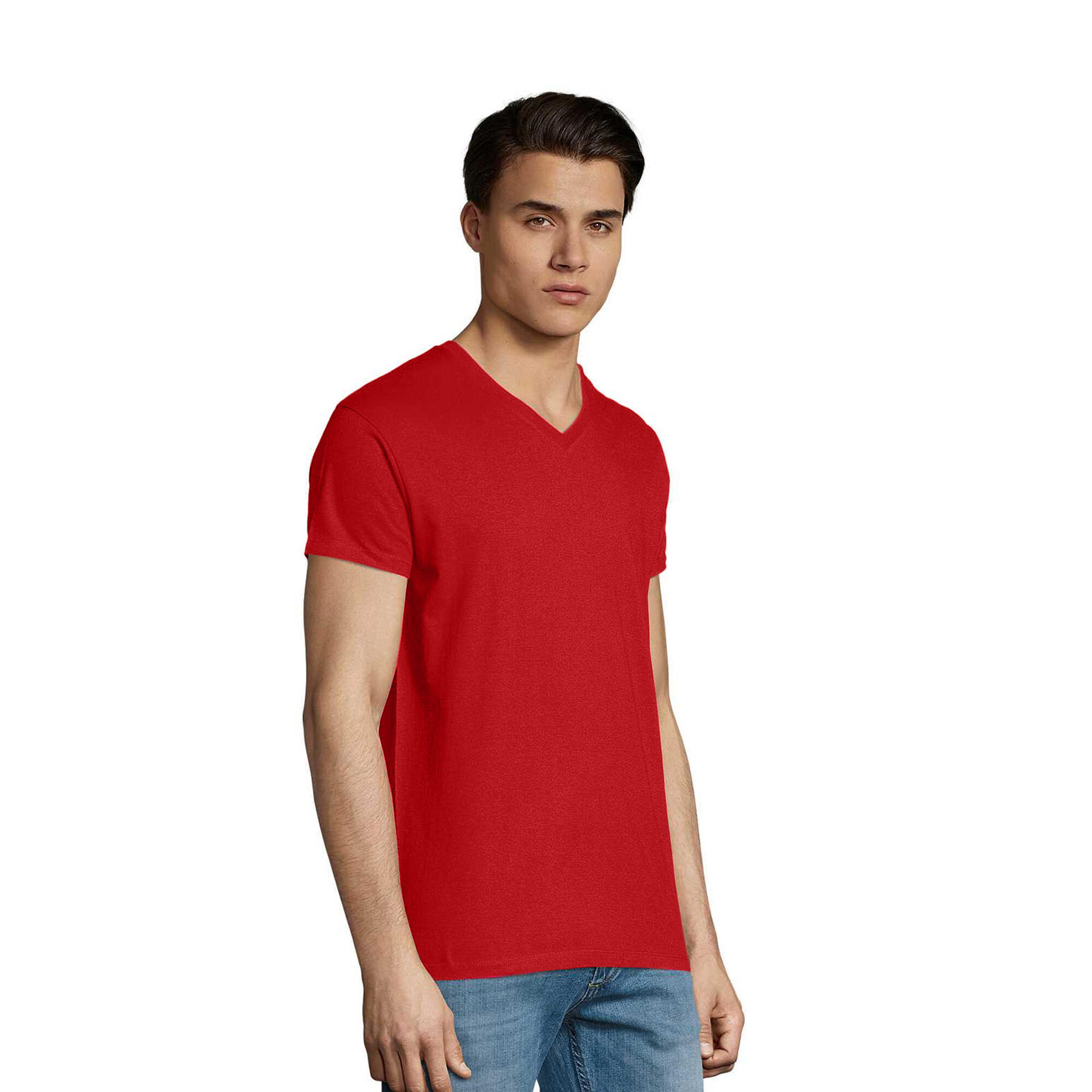 Mens Imperial V Neck TShirt (Red) 4/5