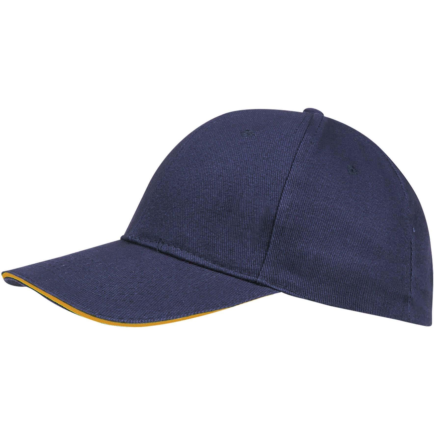 Unisex Buffalo 6 Panel Baseball Cap (French Navy/Neon Orange) 3/5