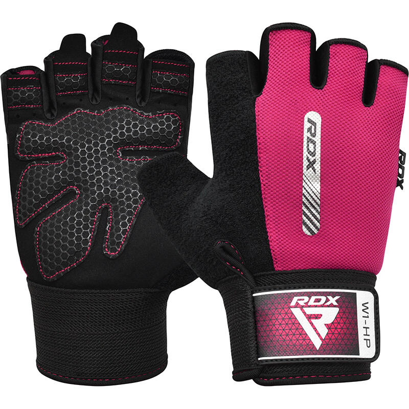 RDX SPORTS Guantes de fitness W1: con las yemas de los dedos abiertas - Rosa - L