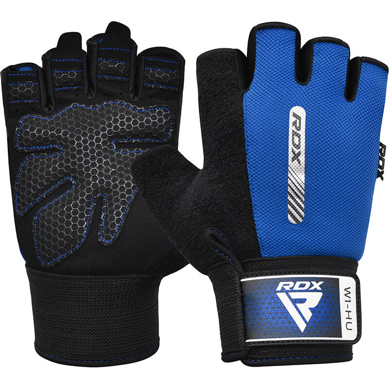 Rękawiczki fitness W1 - Z otwartymi palcami - Niebieski – M