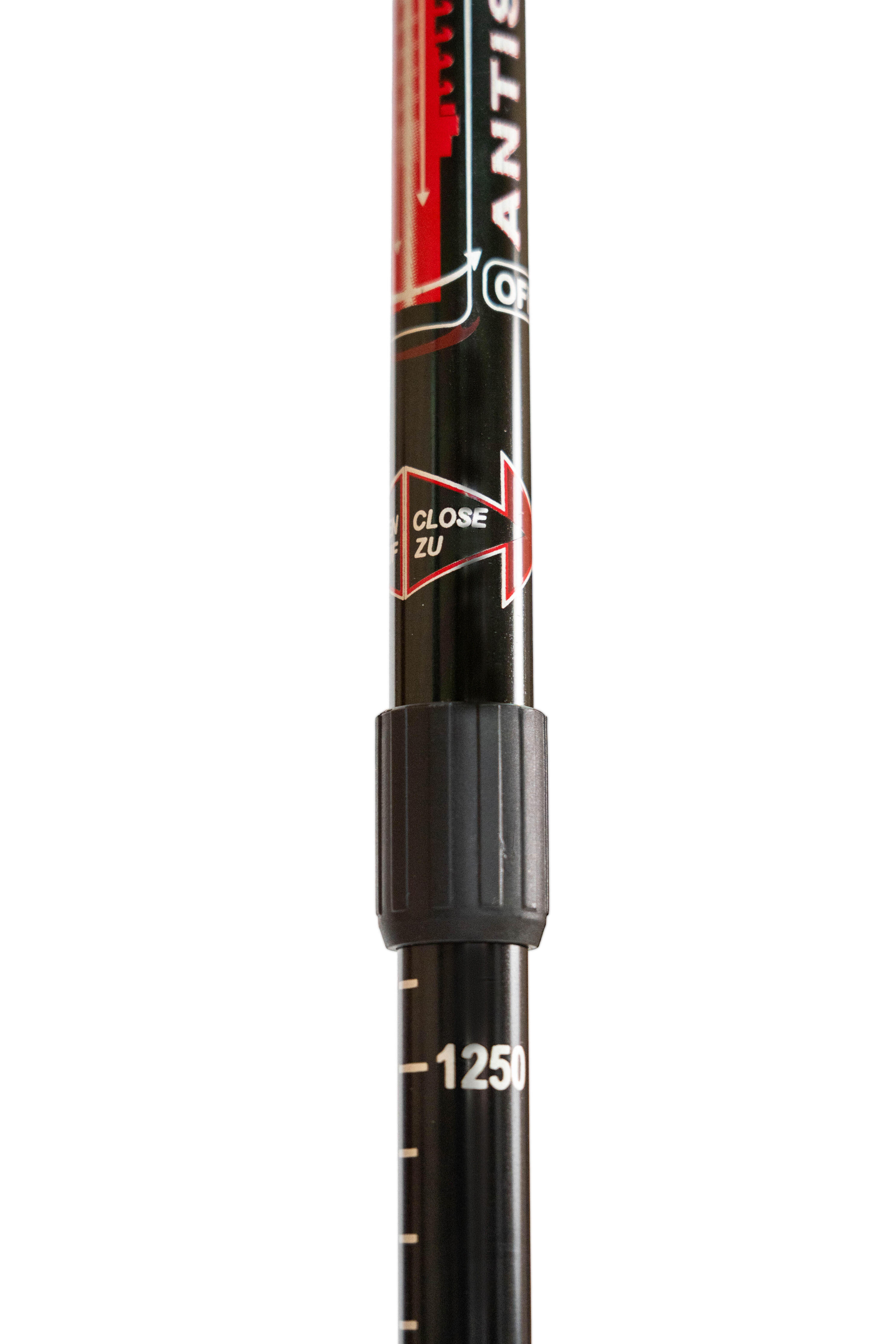 Bastão de trekking de alumínio extensível preto 65 - 135 cm com alça 3/4
