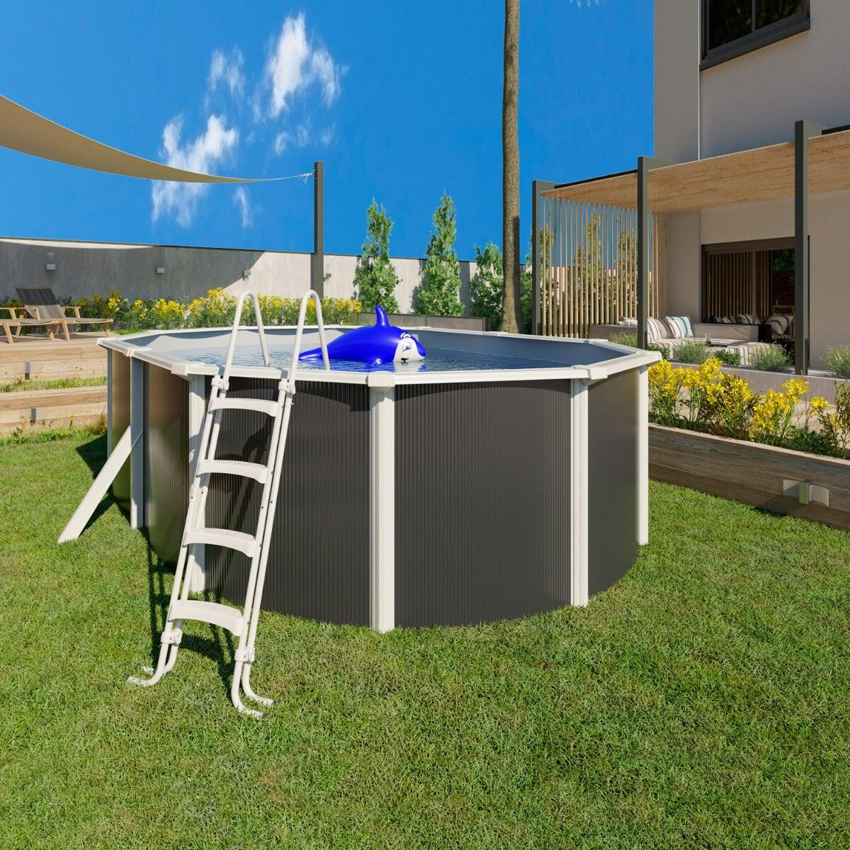 Liner gris pour piscine métal intérieur 4,90 x 3,70 x 1,32 m 4/4