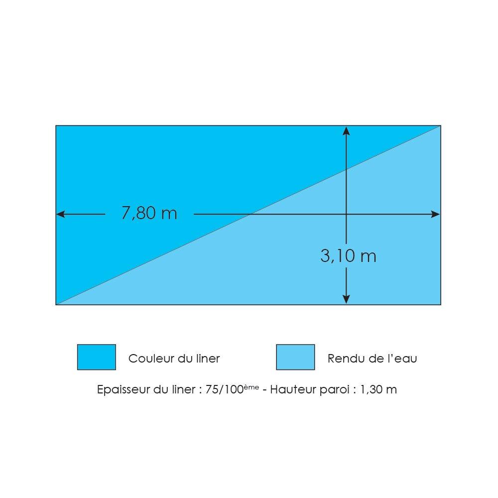 Liner bleu pour piscine bois intérieur 7,80 x 3,10 x 1,32 m 2/3
