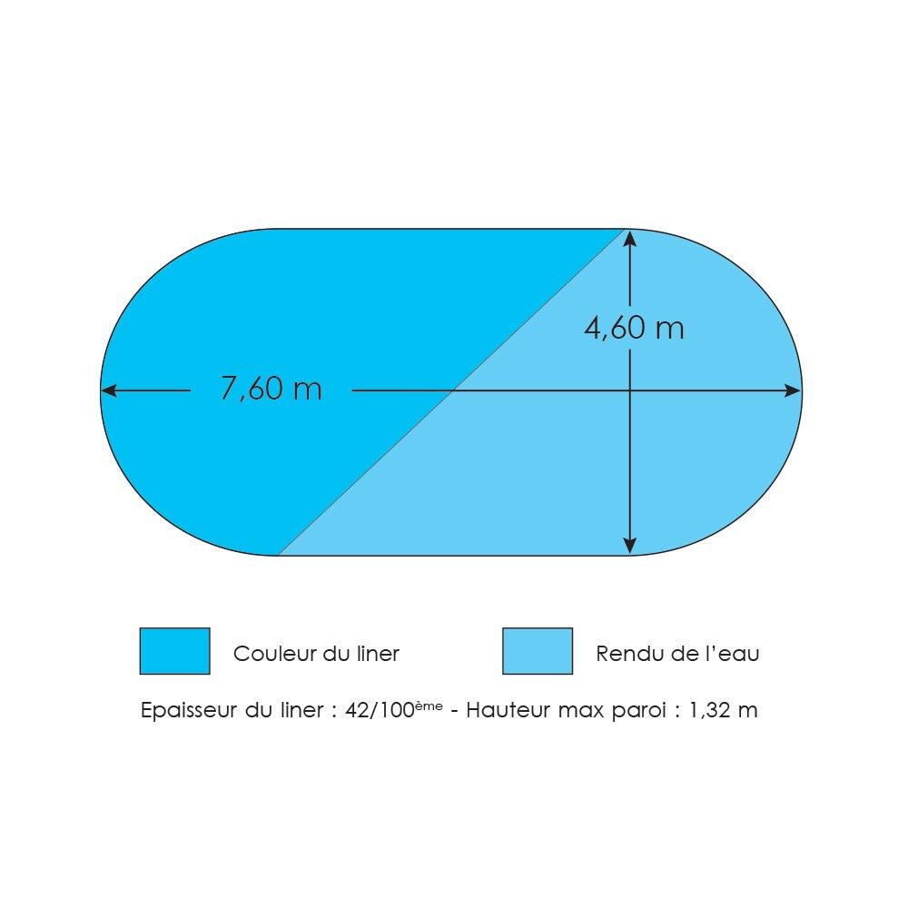 Liner bleu pour piscine métal intérieur 7,60 x 4,60 x 1,32 m 3/3