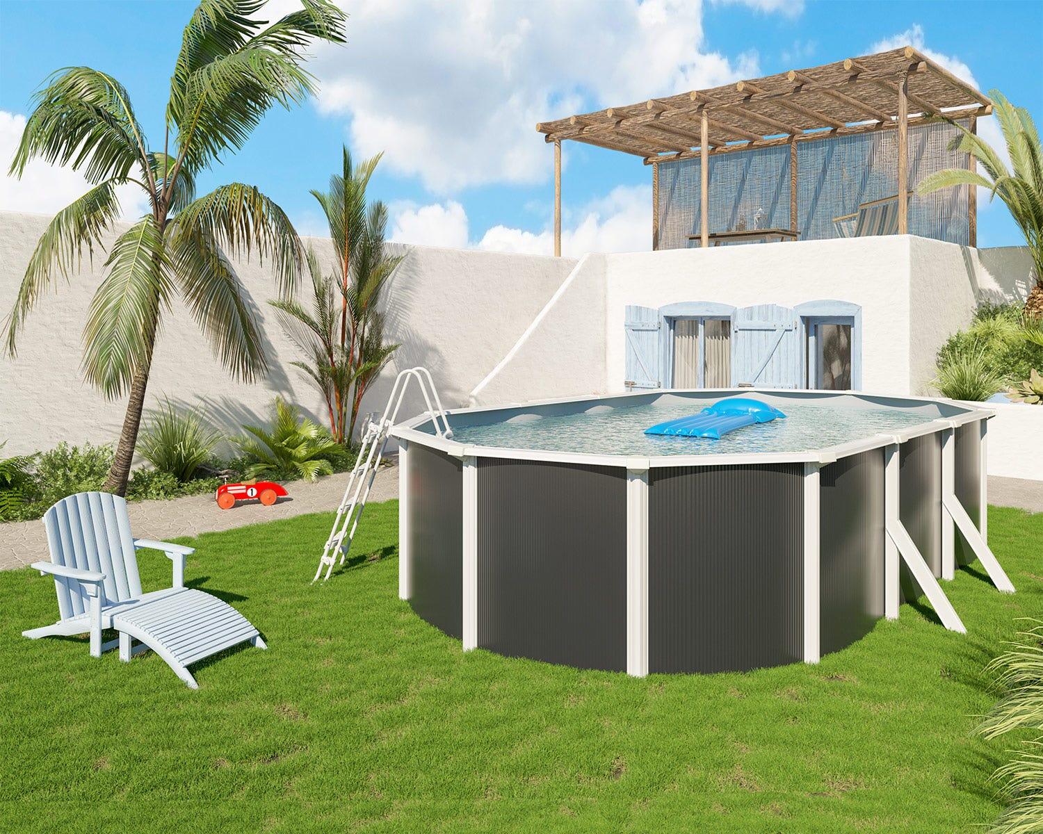 Liner gris pour piscine métal intérieur 6,10 x 3,60 x 1,32 m 4/4