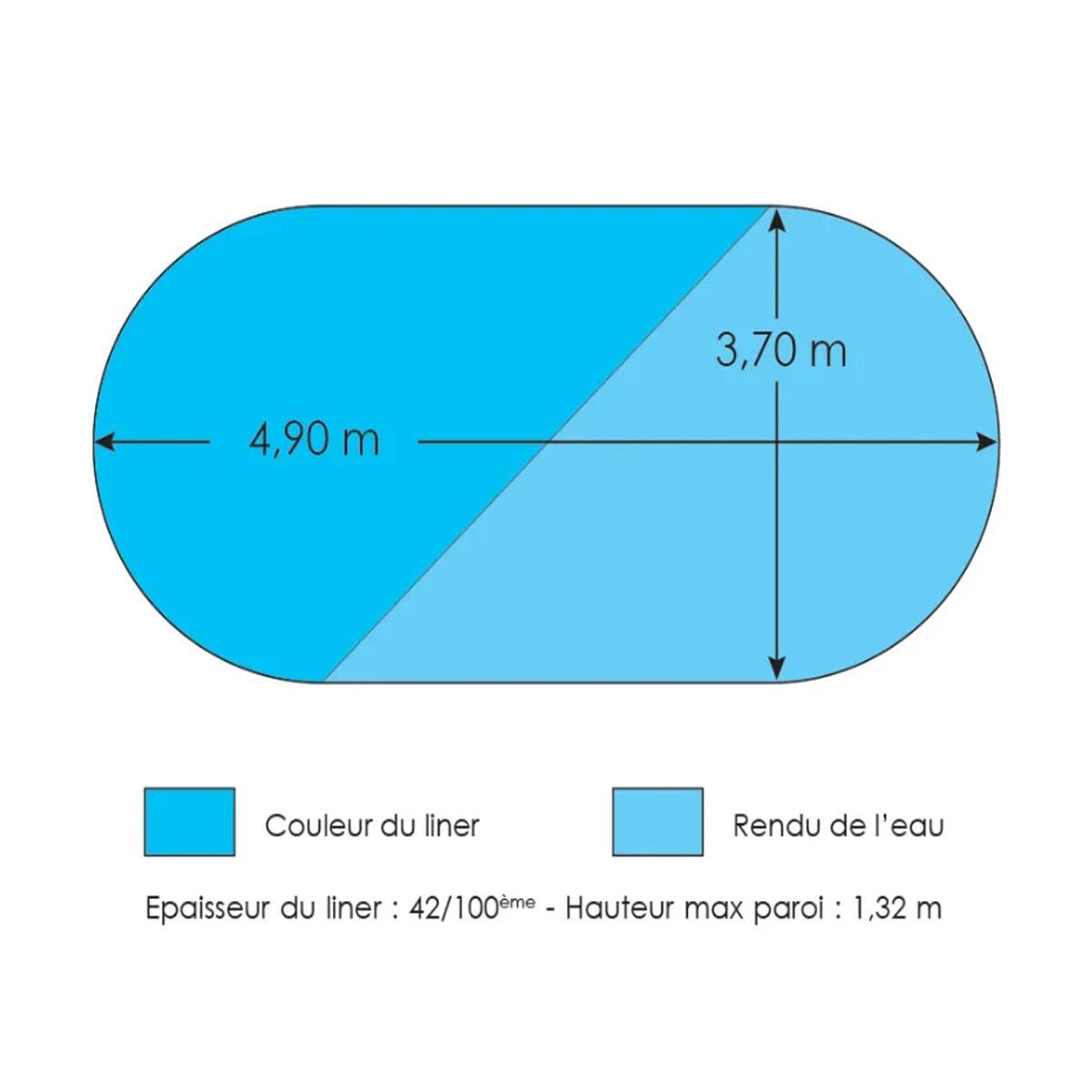 Liner bleu pour piscine métal intérieur 4,90 x 3,70 x 1,32 m 3/3
