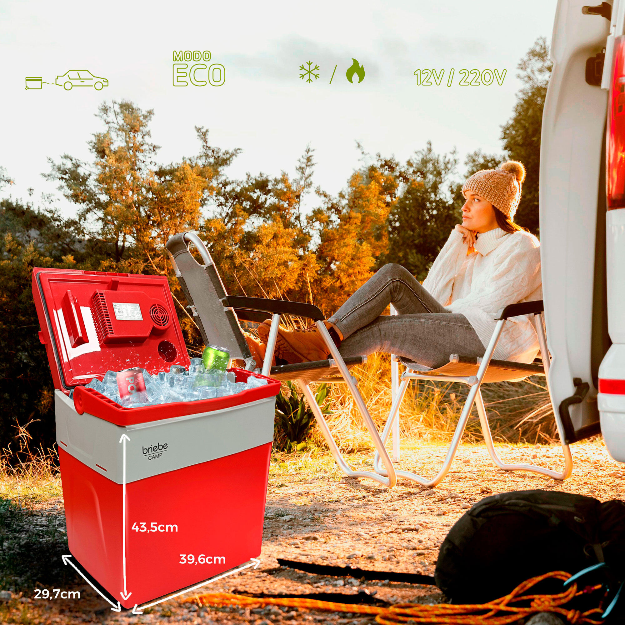 Elektrische Koelbox Draagbare 28L voor Camping en Auto 12V/220V Campers briebe 5/7