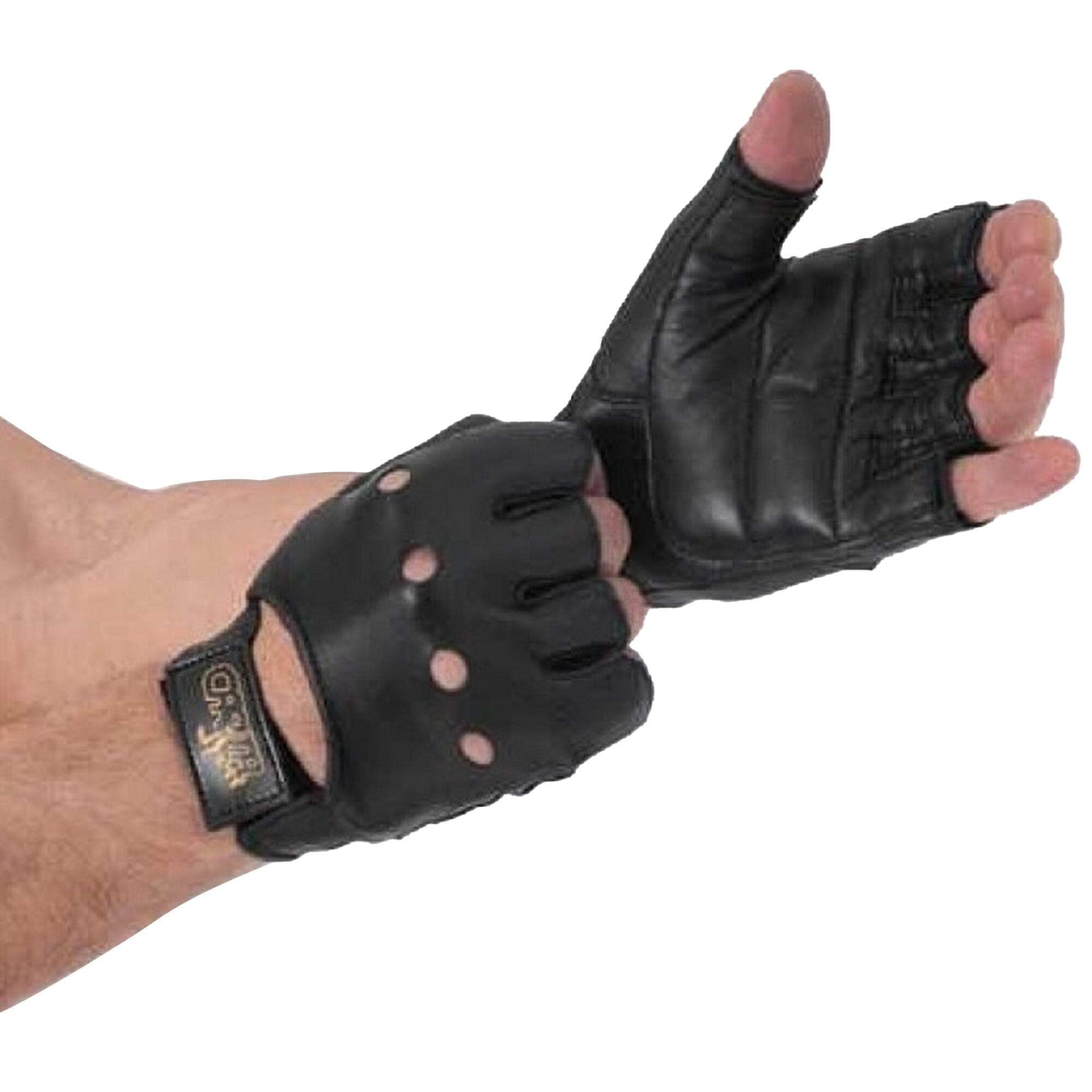 Unisex Adult Leather Weightlifting Gloves (Black) 1/1
