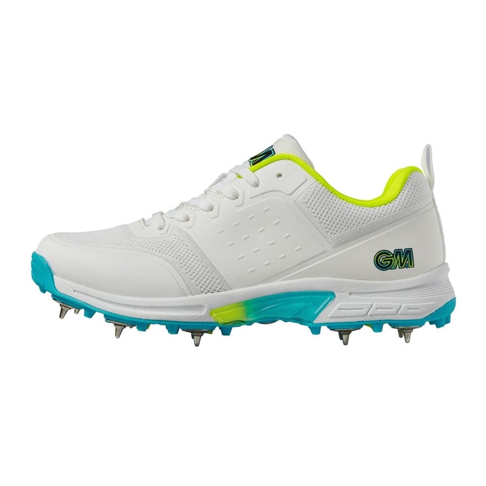 Childrens/Kids Aion Spiked Cricket Shoes (White/Blue) 4/4