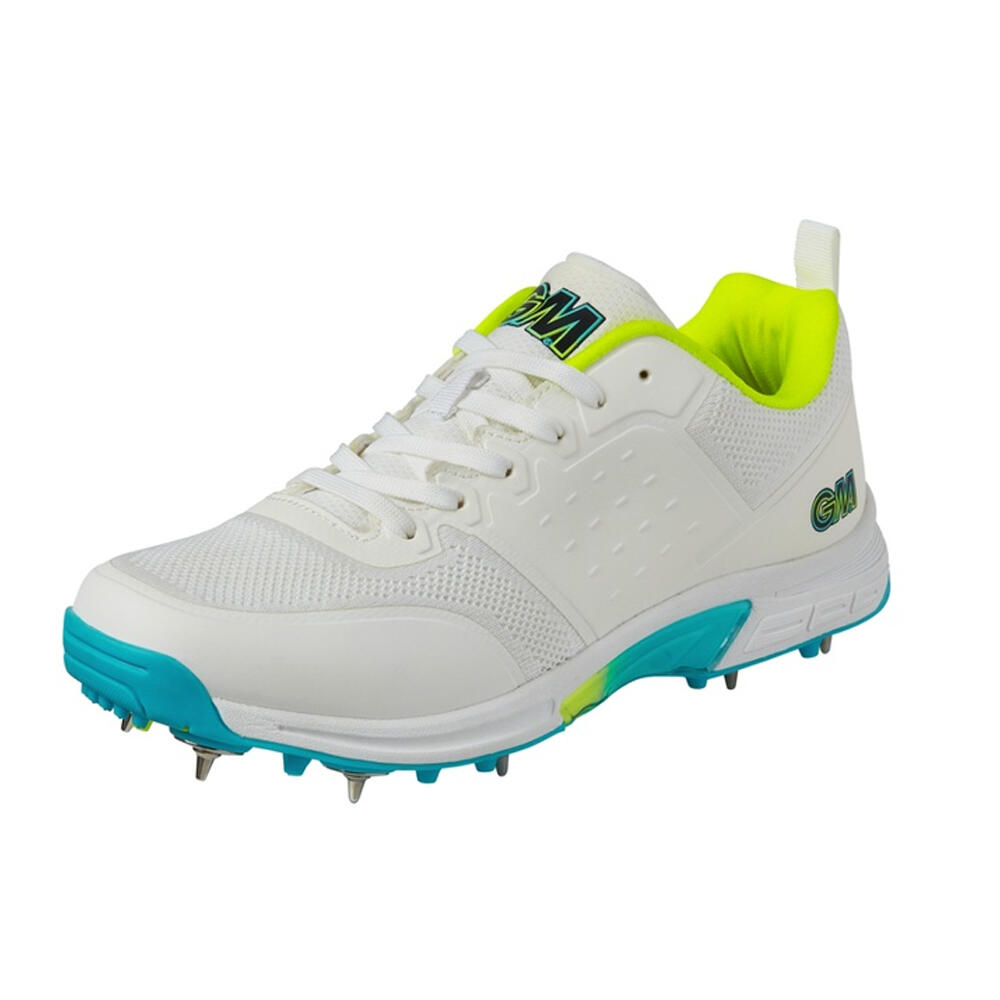 GUNN AND MOORE Mens Aion Spiked Cricket Shoes (White/Blue/Green)