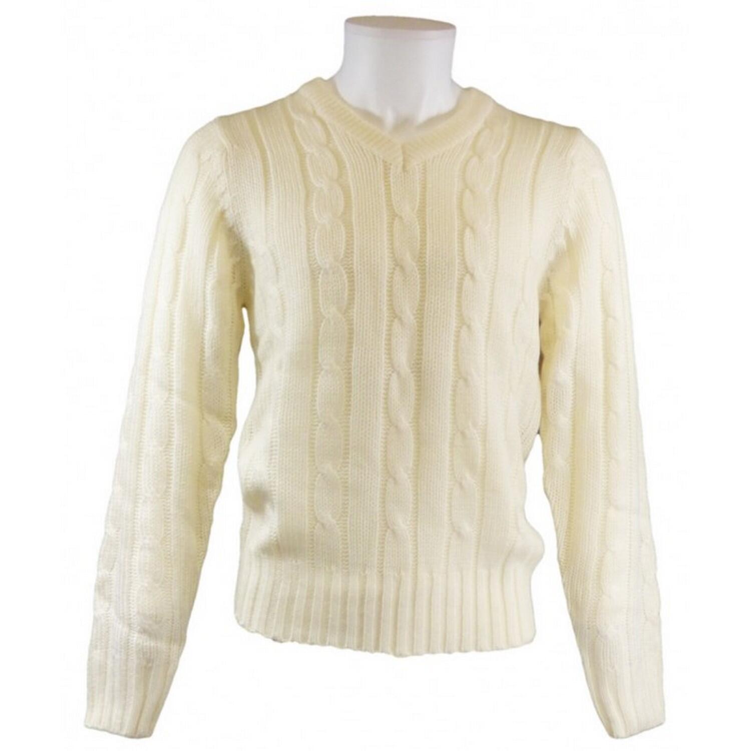 Boys Embroidered Cricket Jumper (Off White) 1/1