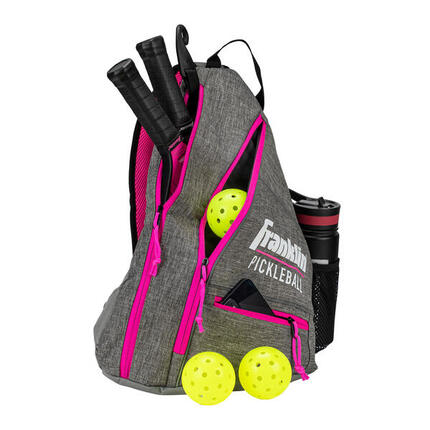 Pickleball Sling Rucksack, Logo Damen und Herren Grau/Pink
