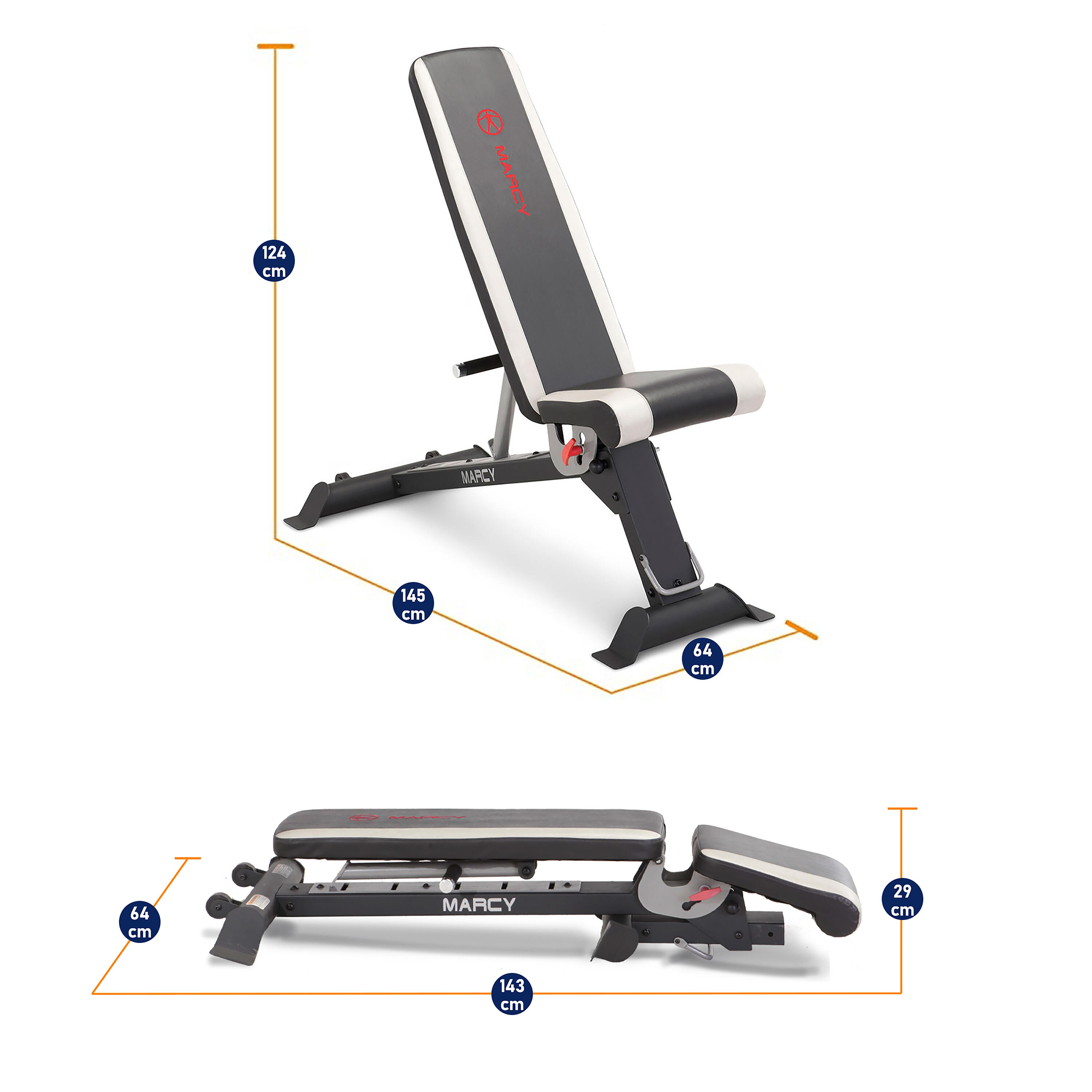 MARCY DELUXE SB670 FOLDABLE UTILITY WEIGHT BENCH 4/7