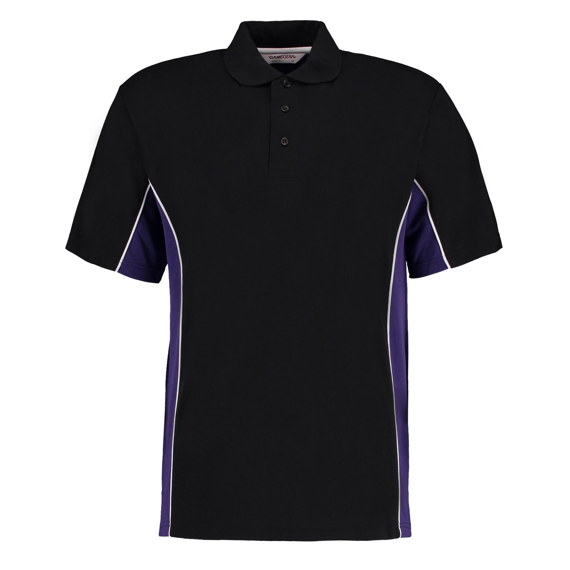 GAMEGEAR Mens Track Polycotton Pique Polo Shirt (Black/Purple)