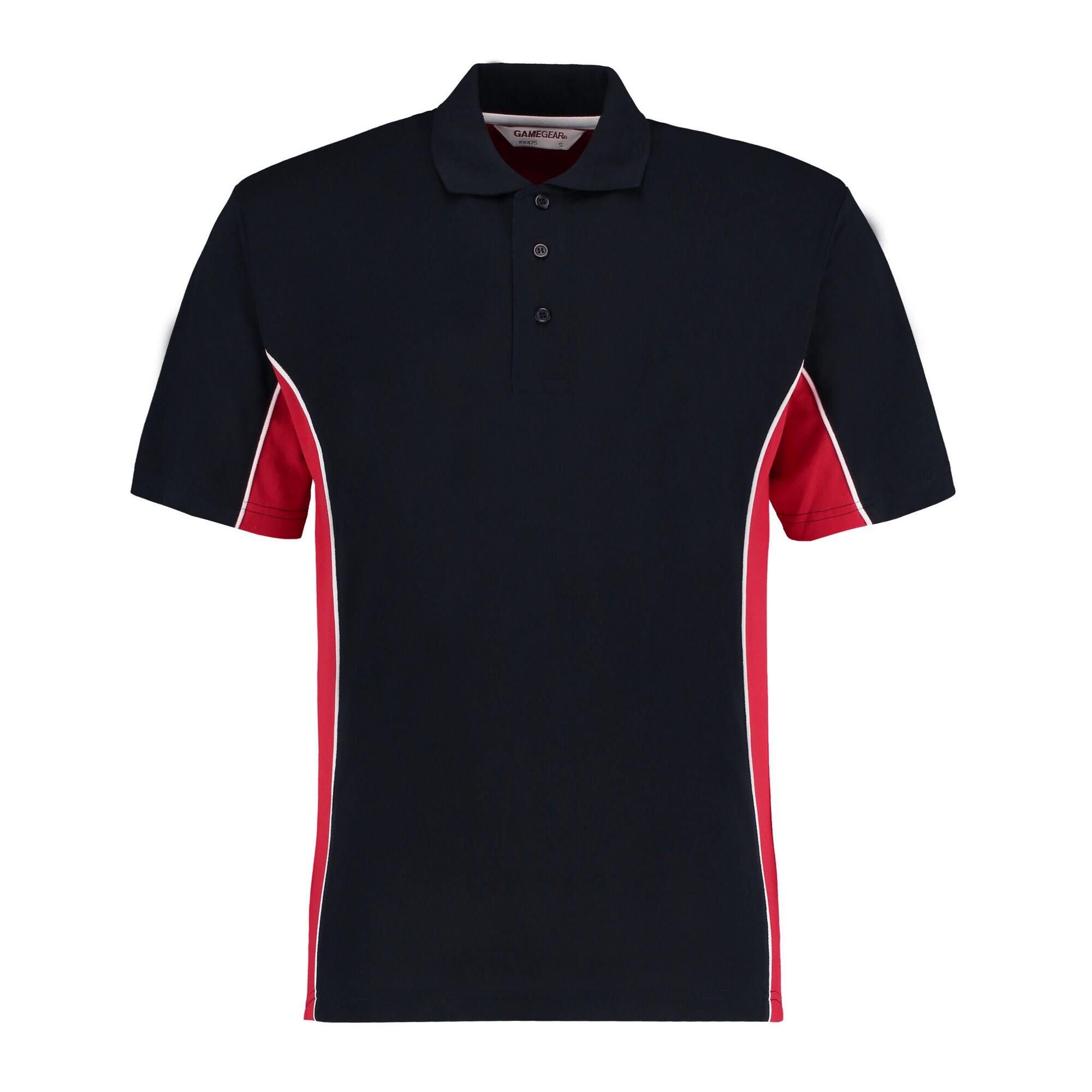 navy blue / red
