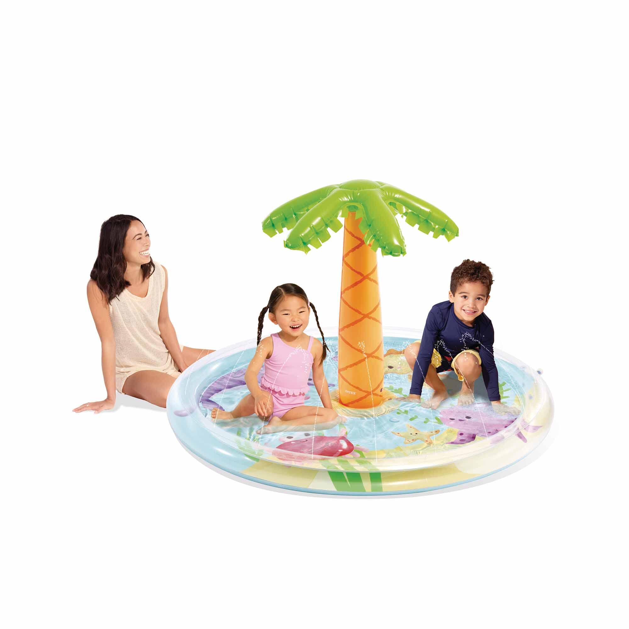 Intex 56433NP - Piscina Gonfiabile Palma con Spruzzino, 173x104 cm, 2+ Anni 3/7
