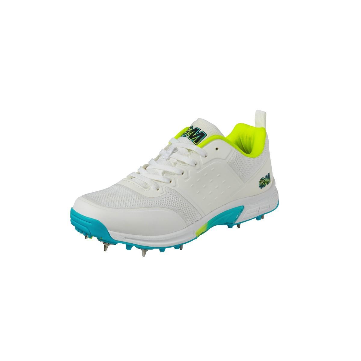 GUNN AND MOORE Childrens/Kids Aion 2024 Cricket Shoes (White/Blue/Green)